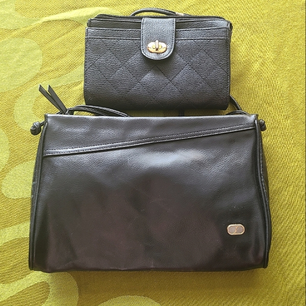 Final Price 🔥Two Vintage Black Crossbody Purses Stefano and Sarne 80's,90's
